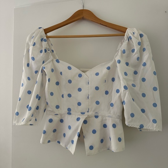 Maryam Nassir Zadeh, Marina Top in Blue Dot, size 4. Almost new condition. - Picture 2 of 7
